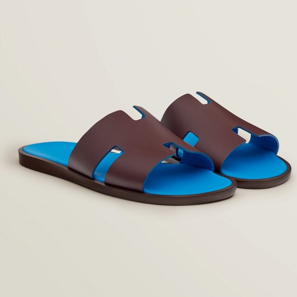 NWB HERMES IZMIR SANDALS In   Bordeaux / Bleu Santorin Size 43 - Picture 4 of 14